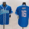 Men’s Detroit Lions #16 Jared Goff Blue Cool Base Stitched Baseball Jersey