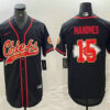 Men’s Kansas City Chiefs #15 Patrick Mahomes Black Team Big Logo With Patch Cool Base Stitched Baseball Jersey