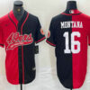 Men’s San Francisco 49ers #16 Joe Montana Red Black Two Tone Cool Base Stitched Baseball Jersey