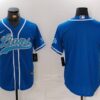 Men’s Detroit Lions Blank Blue Cool Base Stitched Baseball Jersey