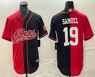 Men’s San Francisco 49ers #19 Deebo Samuel Red Black Two Tone Cool Base Stitched Baseball Jersey
