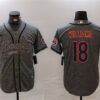 Men’s Chicago Bears #18 Caleb Williams Grey With Patch Cool Base Stitched Baseball Jersey