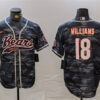 Men’s Chicago Bears #18 Caleb Williams Grey Camo With Patch Cool Base Stitched Baseball Jersey