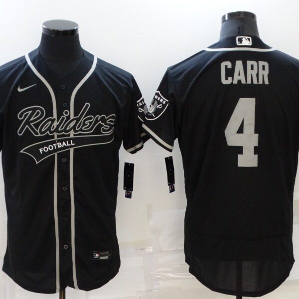 Men’s Las Vegas Raiders #4 Derek Carr Black Stitched MLB Flex Base Nike Baseball Jersey