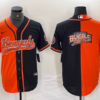Men’s Cincinnati Bengals Big Logo Orange Black Two Tone Cool Base Stitched Baseball Jersey