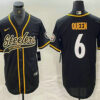 Men’s Pittsburgh Steelers #6 Patrick Queen Black With Patch Cool Base Stitched Baseball Jersey