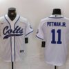 Men’s Indianapolis Colts #11 Michael Pittman Jr White Cool Base Stitched Baseball Jersey