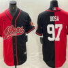 Men’s San Francisco 49ers #97 Nick Bosa Red Black Two Tone Cool Base Stitched Baseball Jersey