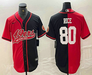 Men’s San Francisco 49ers #80 Jerry Rice Red Black Two Tone Cool Base Stitched Baseball Jersey