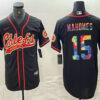Men’s Kansas City Chiefs #15 Patrick Mahomes Black Multi Color With Patch Cool Base Stitched Baseball Jersey
