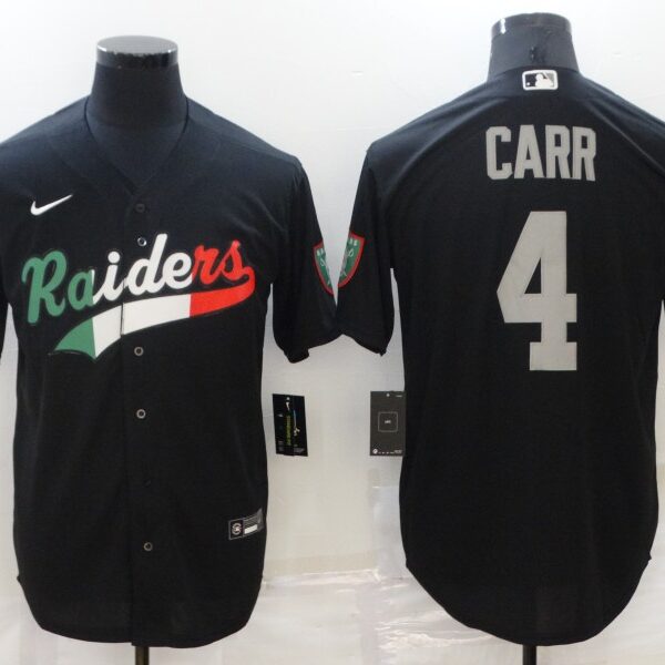 Men’s Las Vegas Raiders #4 Derek Carr Black Mexico Stitched MLB Cool Base Nike Baseball Jersey