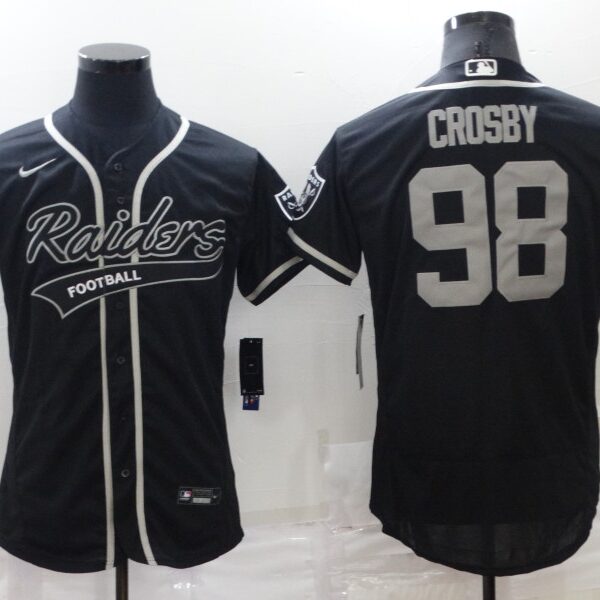 Men’s Las Vegas Raiders #98 Maxx Crosby Black Stitched MLB Flex Base Nike Baseball Jersey
