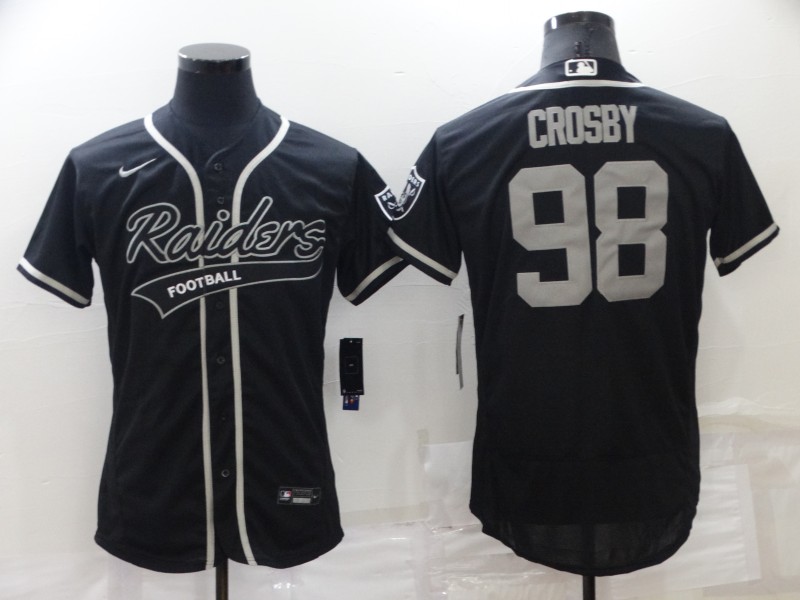Men’s Las Vegas Raiders #98 Maxx Crosby Black Stitched MLB Flex Base Nike Baseball Jersey