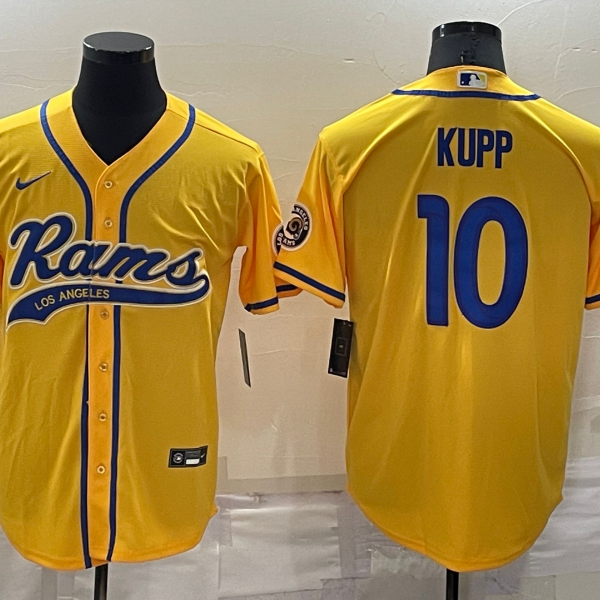 Men’s Los Angeles Rams #10 Cooper Kupp Yellow Stitched Cool Base Nike Baseball Jersey