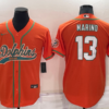 Men’s Miami Dolphins #13 Dan Marino Orange Stitched Cool Base Nike Baseball Jersey
