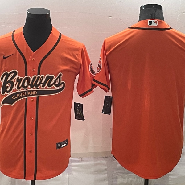 Men’s Cleveland Browns Blank Orange Stitched MLB Cool Base Nike Baseball Jersey