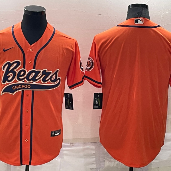 Men’s Chicago Bears Blank Orange Stitched MLB Cool Base Nike Baseball Jersey