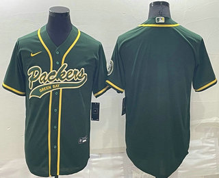Men’s Green Bay Packers Blank Green Stitched MLB Cool Base Nike Baseball Jersey