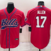 Men’s Buffalo Bills #17 Josh Allen Red Stitched Cool Base Nike Baseball Jersey