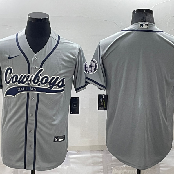 Men’s Dallas Cowboys Blank Grey Stitched MLB Cool Base Nike Baseball Jersey