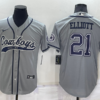 Men’s Dallas Cowboys #21 Ezekiel Elliott Grey Stitched Cool Base Nike Baseball Jersey