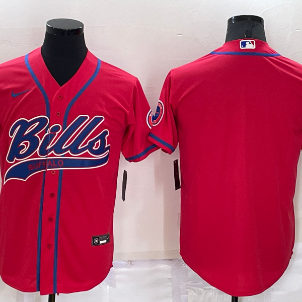 Men’s Buffalo Bills Blank Red Stitched MLB Cool Base Nike Baseball Jersey