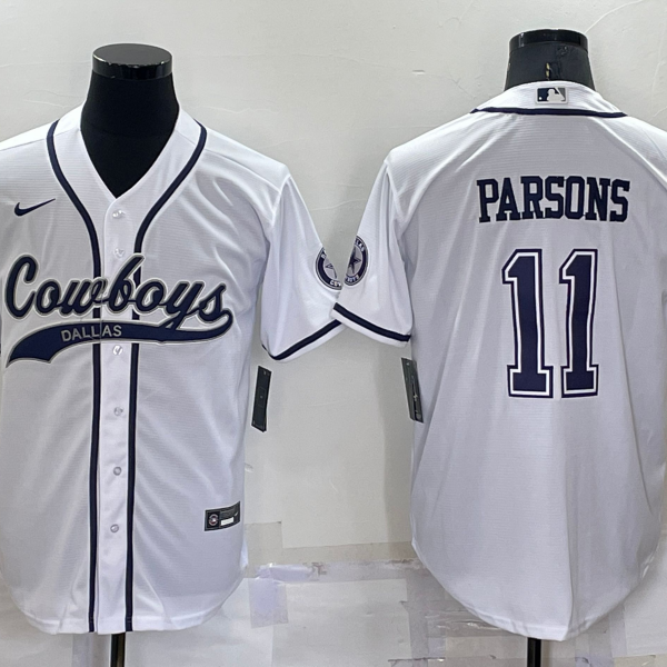 Men’s Dallas Cowboys #11 Micah Parsons White Stitched Cool Base Nike Baseball Jersey