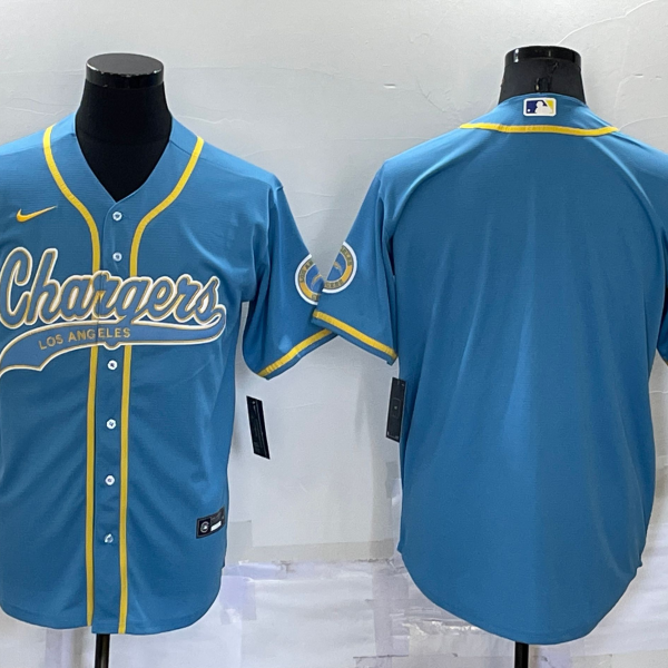 Men’s Los Angeles Chargers Blank Light Blue Stitched MLB Cool Base Nike Baseball Jersey