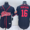 Men’s San Francisco 49ers #16 Joe Montana Black Stitched Cool Base Nike Baseball Jersey