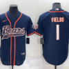 Men’s Chicago Bears #1 Justin Fields Navy Blue Stitched MLB Cool Base Nike Baseball Jersey