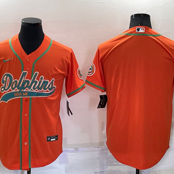 Men’s Miami Dolphins Blank Orange Stitched Cool Base Nike Baseball Jersey