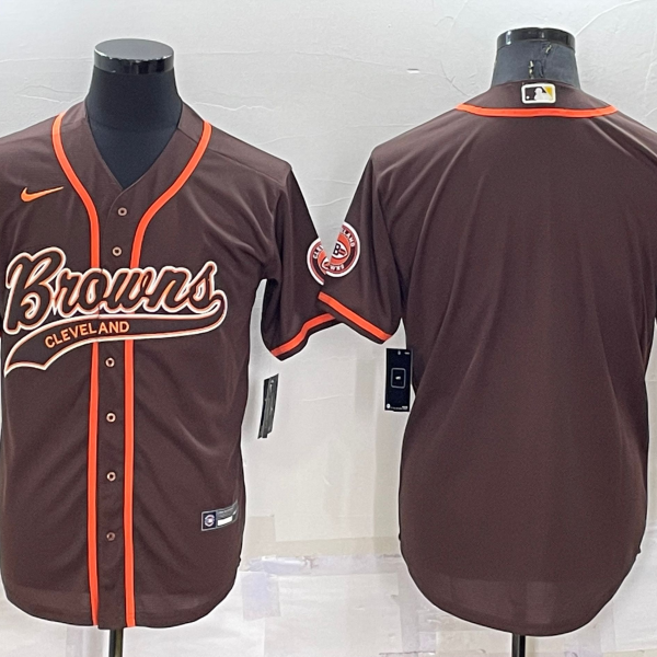 Men’s Cleveland Browns Blank Brown Stitched MLB Cool Base Nike Baseball Jersey