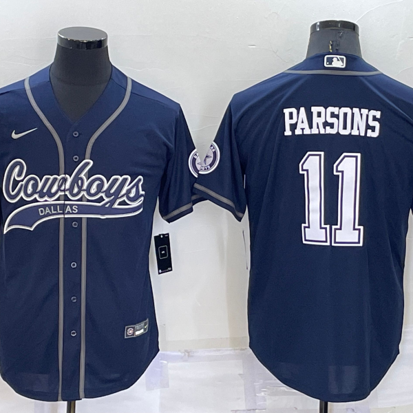 Men’s Dallas Cowboys #11 Micah Parsons Navy Blue Stitched Cool Base Nike Baseball Jersey