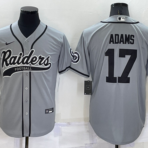Men’s Las Vegas Raiders #17 Davante Adams Grey Stitched MLB Cool Base Nike Baseball Jersey