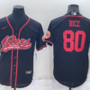 Men’s San Francisco 49ers #80 Jerry Rice Black Stitched Cool Base Nike Baseball Jersey