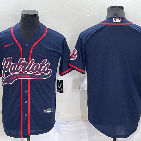 Men’s New England Patriots Blank Navy Blue Stitched MLB Cool Base Nike Baseball Jersey