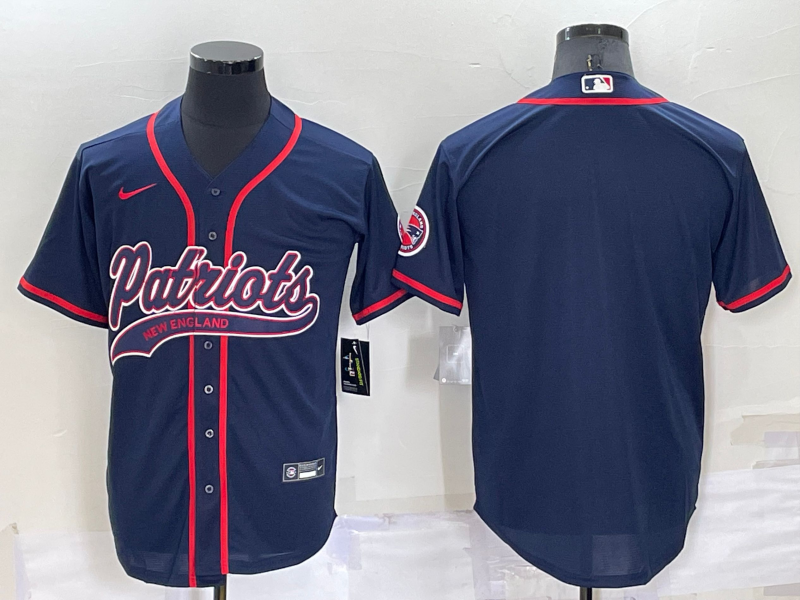 Men’s New England Patriots Blank Navy Blue Stitched MLB Cool Base Nike Baseball Jersey