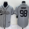 Men’s Las Vegas Raiders #98 Maxx Crosby Grey Stitched MLB Cool Base Nike Baseball Jersey