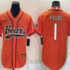 Men’s Chicago Bears #1 Justin Fields Orange Stitched MLB Cool Base Nike Baseball Jersey