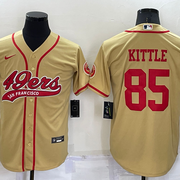 Men’s San Francisco 49ers #85 George Kittle Gold Stitched Cool Base Nike Baseball Jersey