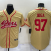 Men’s San Francisco 49ers #97 Nick Bosa Gold Stitched Cool Base Nike Baseball Jersey