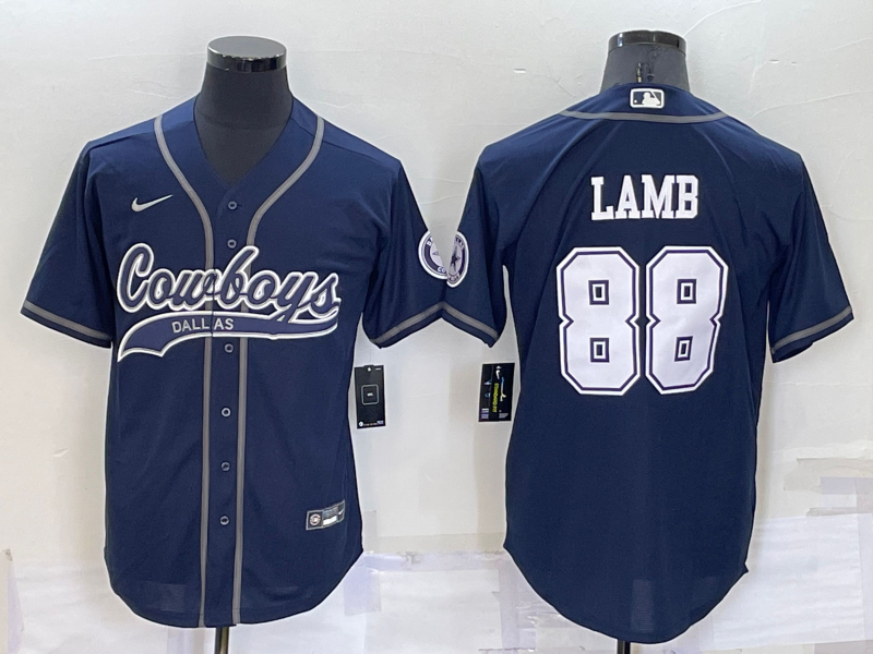 Men’s Dallas Cowboys #88 CeeDee Lamb Navy Blue Stitched Cool Base Nike Baseball Jersey