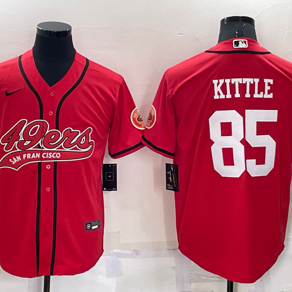 Men’s San Francisco 49ers #85 George Kittle Red Stitched Cool Base Nike Baseball Jersey