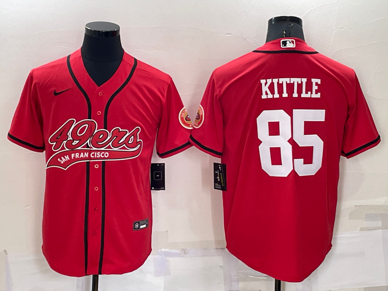 Men’s San Francisco 49ers #85 George Kittle Red Stitched Cool Base Nike Baseball Jersey