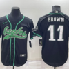 Men’s Philadelphia Eagles #11 AJ Brown Black Stitched Cool Base Nike Baseball Jersey