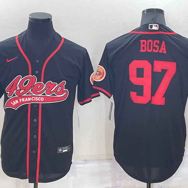 Men’s San Francisco 49ers #97 Nick Bosa Black Stitched Cool Base Nike Baseball Jersey