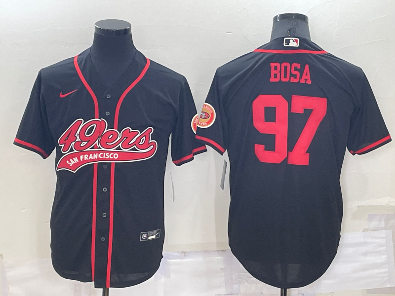 Men’s San Francisco 49ers #97 Nick Bosa Black Stitched Cool Base Nike Baseball Jersey
