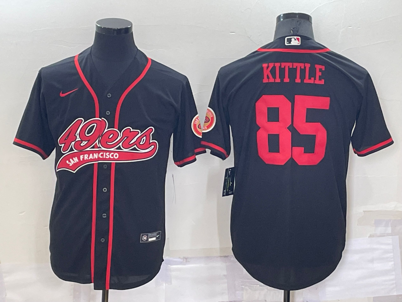 Men’s San Francisco 49ers #85 George Kittle Black Stitched Cool Base Nike Baseball Jersey