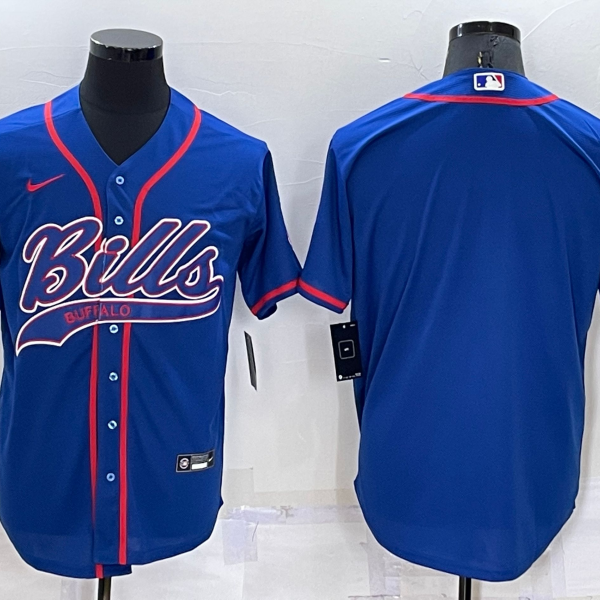 Men’s Buffalo Bills Blank Blue Stitched MLB Cool Base Nike Baseball Jersey