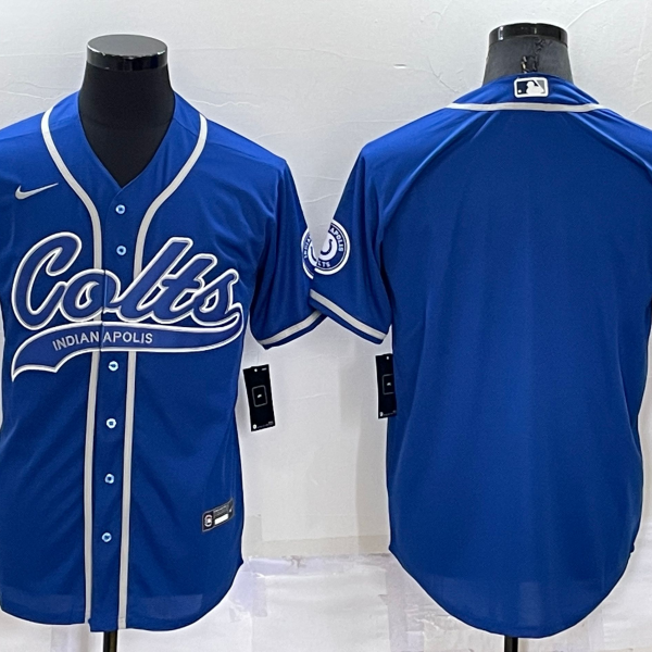 Men’s Indianapolis Colts Blank Blue Stitched MLB Cool Base Nike Baseball Jersey